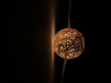 Photo Rattan spherical bedside wall lamp