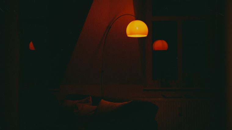 Photo sunset projection oversized nightstand lamp patio