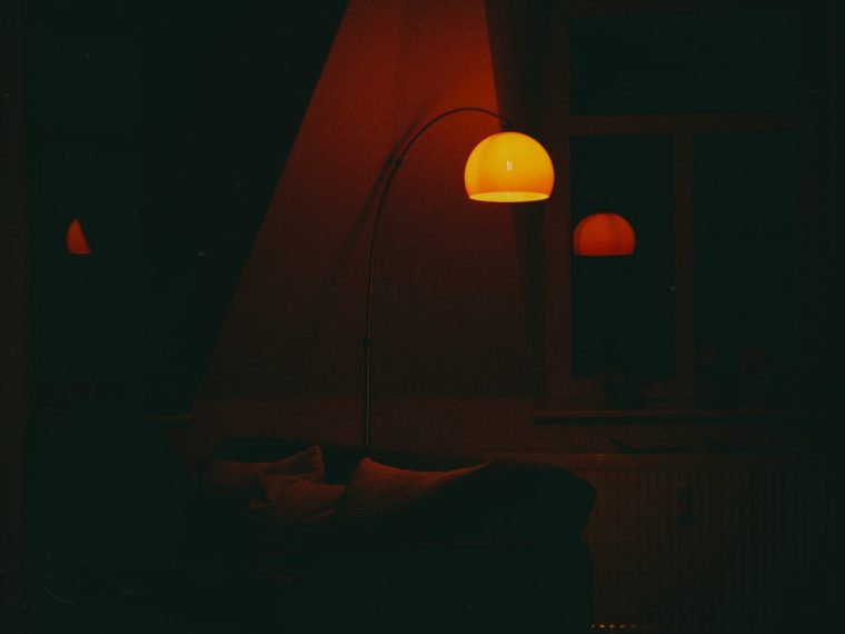 Photo sunset projection oversized nightstand lamp patio